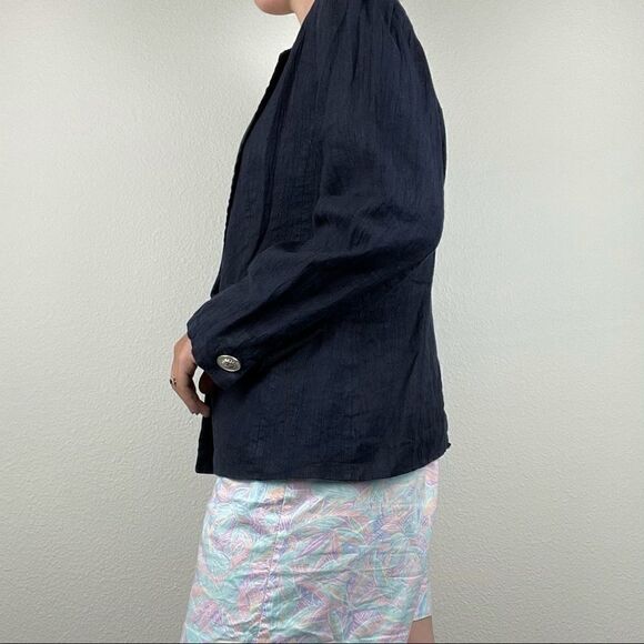 Vintage Women’s Louis Feraud Navy Blue Linen Blazer Sz L - Picture 7 of 11